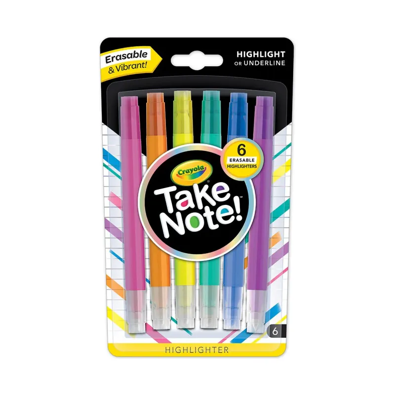 Take Note Erasable Highlighters Set Of 6