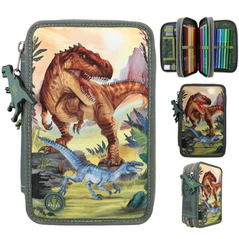 Dino World Triple Pencil Case Led